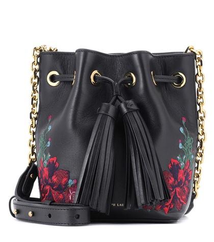 Polo Ralph Lauren Embroidered Leather Bucket Bag