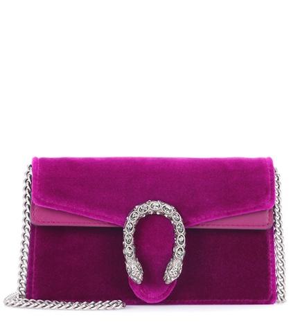 Gucci Dionysus Velvet And Leather Clutch