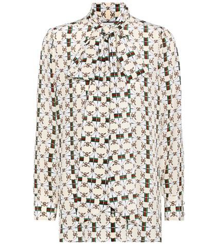 Gucci Printed Silk Pussy-bow Blouse