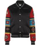Saint Laurent Embroidered Satin Bomber Jacket
