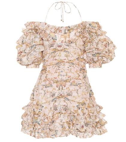 Zimmermann Painted Heart Linen And Silk Dress