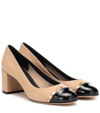 Salvatore Ferragamo Vara Chain Leather Pumps