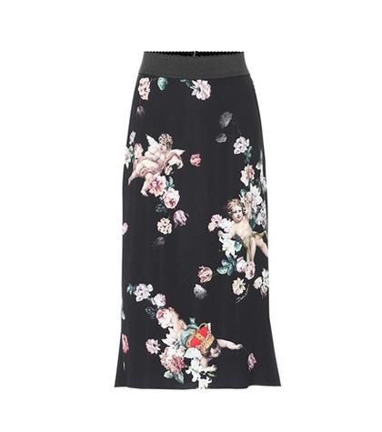 Moncler Cherub-printed Crêpe Midi Skirt