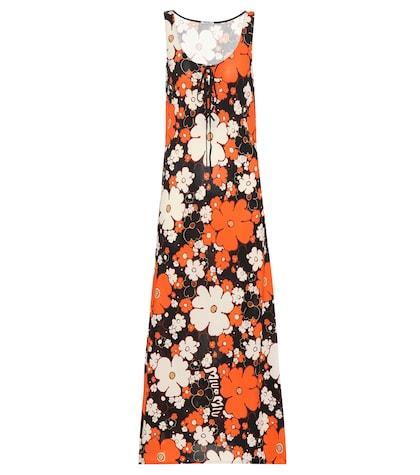 Maison Michel Floral Jersey Maxi Dress