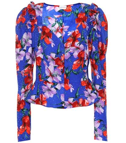 Saint Laurent Evora Silk Jacquard Blouse