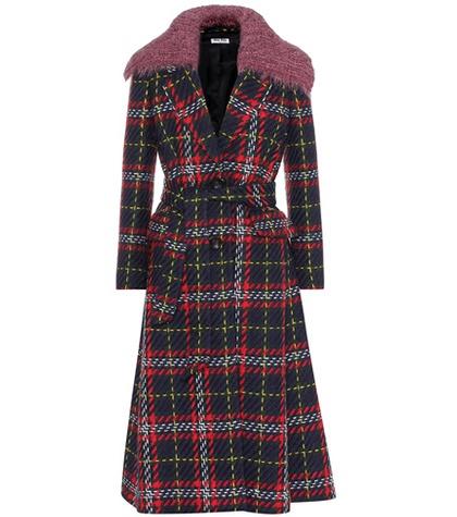 Miu Miu Plaid Virgin Wool Coat