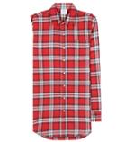 Velvet Asymmetrical Check Cotton Shirt