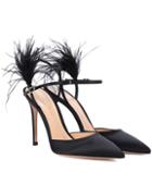 Roland Mouret Simone Feather-trimmed Satin Pumps