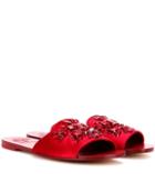 Christopher Kane Delphine Embellished Satin Slip-on Sandals