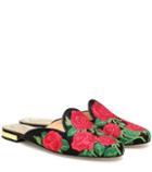 Charlotte Olympia Embroidered Canvas Slippers
