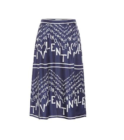 Valentino Printed Silk Twill Midi Skirt