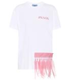 Miu Miu Feather-trimmed Cotton T-shirt
