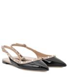 Valentino Garavani Valentino Garavani Rockstud Patent Leather Slingback Ballet Flats