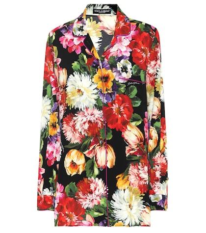 Dolce & Gabbana Floral Stretch Silk Pajama Top
