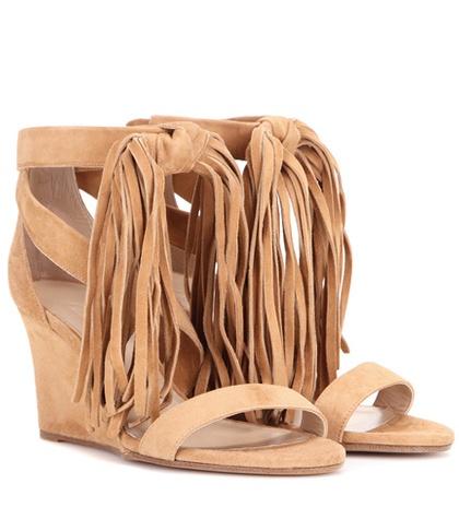 Chlo Tasselled Suede Wedge Sandals
