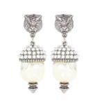 Gucci Feline Earrings With Faux Pearls