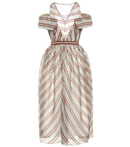 Marc Jacobs Striped Silk Midi Dress