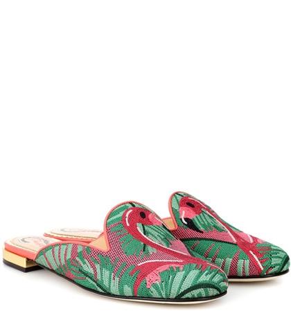 Valentino Needlepoint Flamingo Slippers