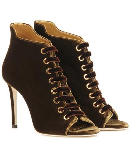 Jimmy Choo Mavy 100 Peep-toe Velvet Ankle Boots