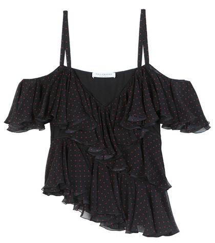 Philosophy Di Lorenzo Serafini Ruffled Polka-dot Silk-chiffon Top