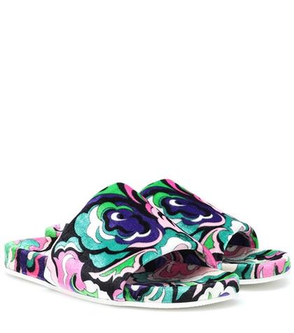 Emilio Pucci Printed Velvet Slides