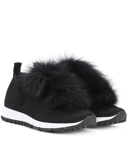 Jimmy Choo Norway Fur-trimmed Sneakers