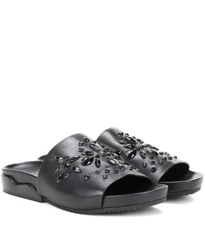 Tory Burch Brae Embellished Leather Slides