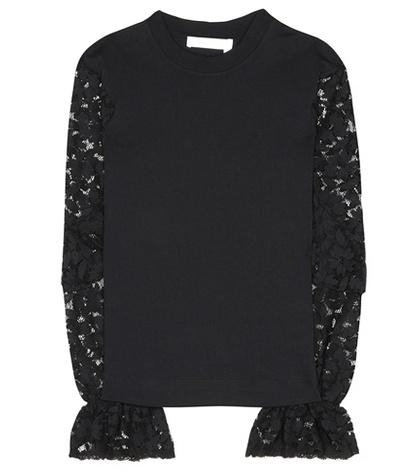 See By Chlo Lace-sleeved Cotton Top