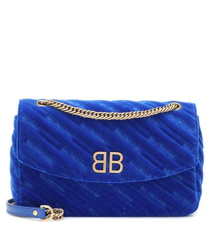 Balenciaga Bb Round Velvet Shoulder Bag