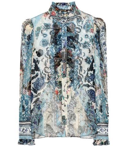 Roberto Cavalli Printed Silk-blend Chiffon Top