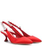 Gucci Embellished Satin Slingback Pumps