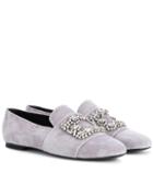 Thom Browne Flower Strass Suede Loafers