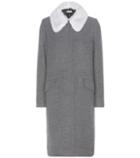 Miu Miu Virgin Wool And Angora Coat With Detachable Mink Fur Collar
