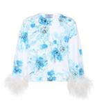 Prada Exclusive To Mytheresa.com – Feather-trimmed Printed Mohair And Wool Cardigan