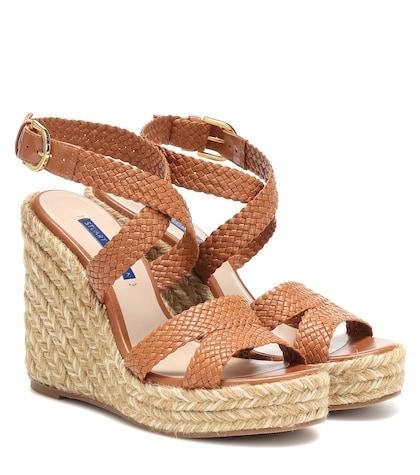 Stuart Weitzman Elsie Leather Wedge Espadrilles
