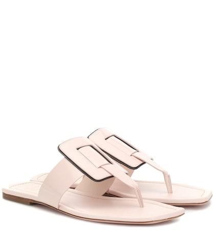 Roger Vivier Viv' Sellier Leather Thong Sandals