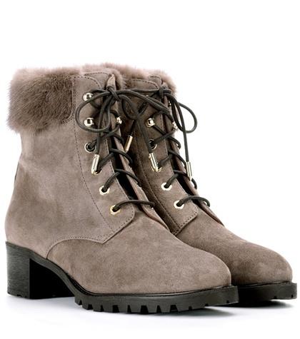 Aquazzura Fur-trimmed Suede Ankle Boots