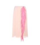 Moncler Gamme Rouge Feather-trimmed Silk Skirt