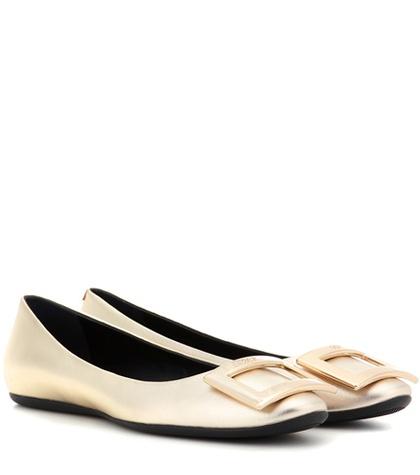 Velvet Gommette Metallic Leather Ballerinas