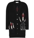 Valentino Embroidered Wool And Cashmere Cardigan