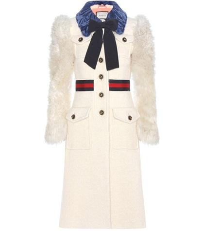 Gucci Shearling-trimmed Cotton, Mohair And Alpaca Coat