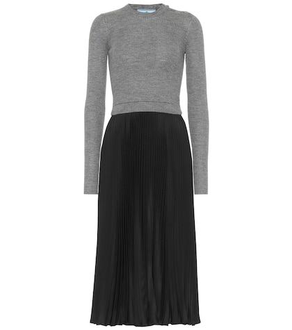 Prada Wool And Silk-blend Midi Dress