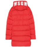 Msgm Logo Hooded Quilted Coat