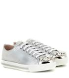 Miu Miu Crystal-embellished Leather Sneakers