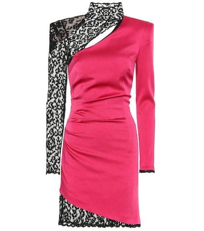 Monique Lhuillier Lace-trimmed Crêpe Satin Minidress