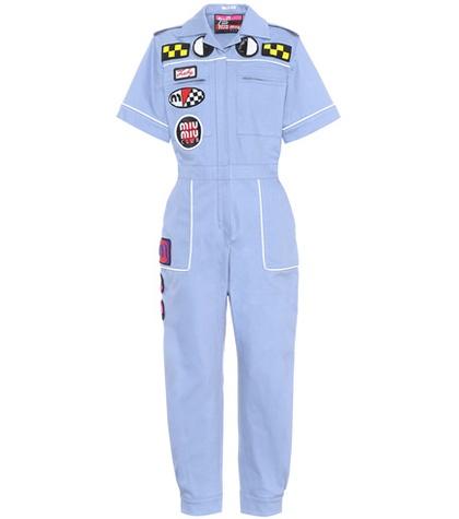 Miu Miu Appliqué Cotton Jumpsuit
