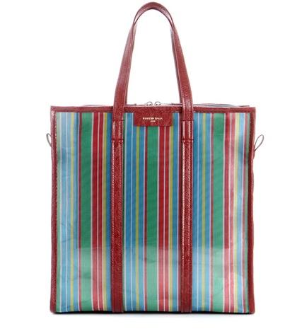 Balenciaga Bazar Medium Striped Mesh Tote