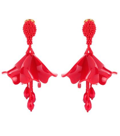 Oscar De La Renta Cayenne Large Impatiens Floral Earrings