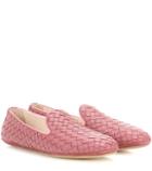 Brunello Cucinelli Intrecciato Leather Slip-on Loafers