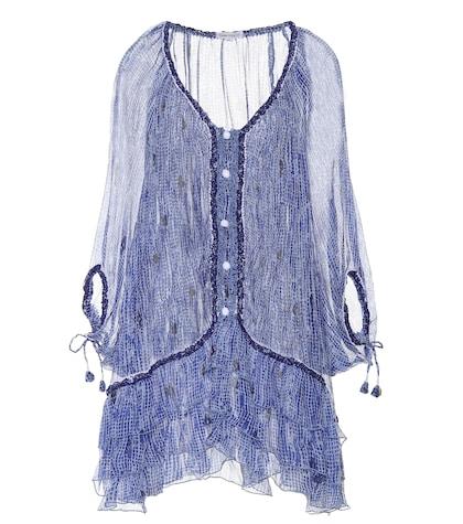Poupette St Barth Bety Ruffled Silk Poncho